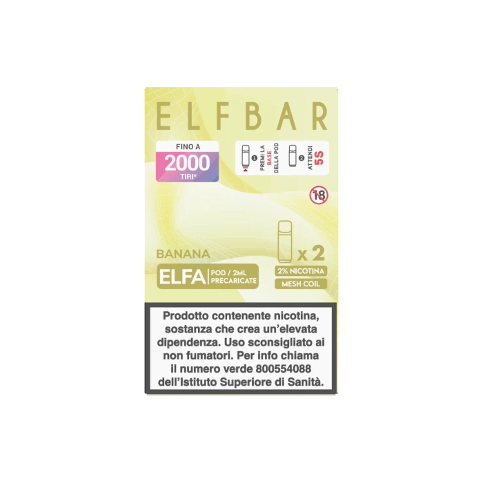 ELFBAR ELFA 2ML PREFILLED POD BANANA (2 PEZZI) - 20 mg/ml