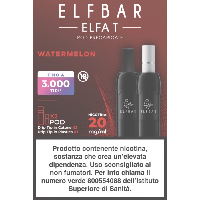 ELFA T 2ML PREFILLED POD WATERMELON (2 PEZZI) - 20 mg/ml